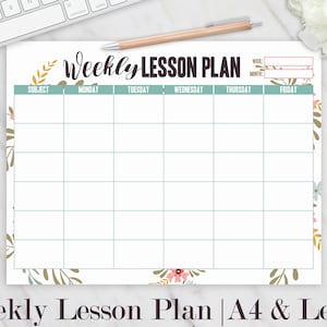 Weekly Lesson Plan, Lesson Plan Template, School Planner Template, Study Planner, Weekly Organizer, Weekly Printable, Homeschool Planner image 1