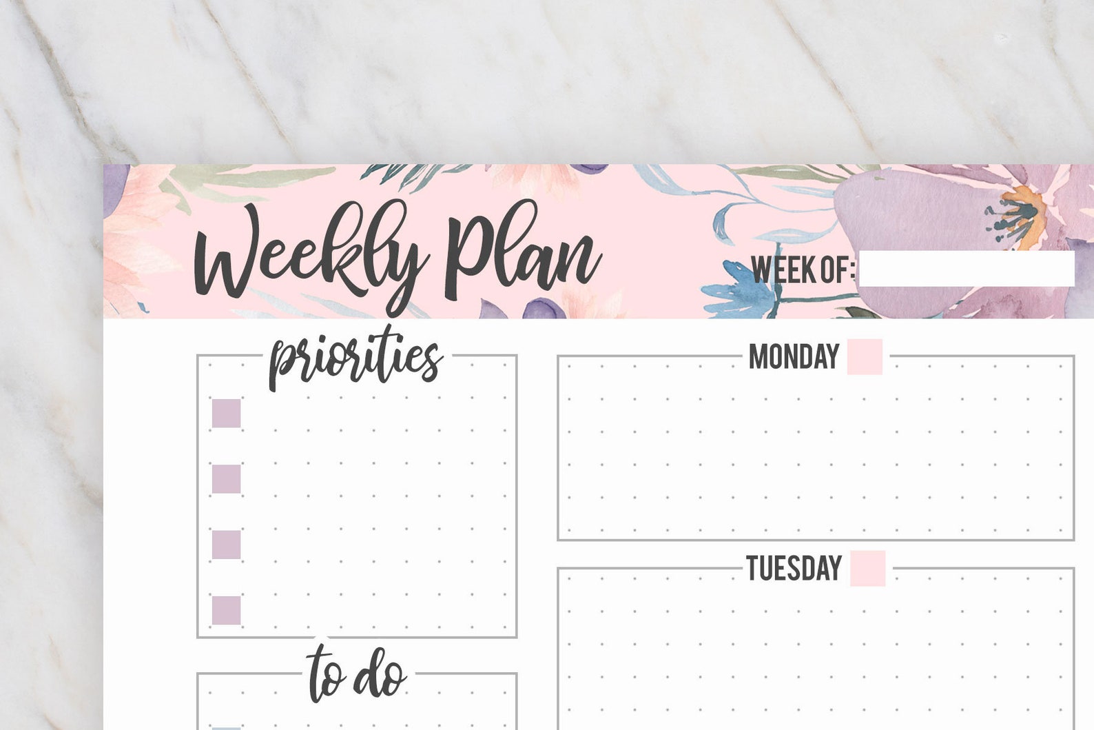 Weekly Planner Printable, Weekly Inserts, Undated Weekly Pages, Week on One Page, WO1P, A5 ...