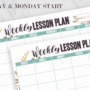 Weekly Lesson Plan, Lesson Plan Template, School Planner Template, Study Planner, Weekly Organizer, Weekly Printable, Homeschool Planner image 2