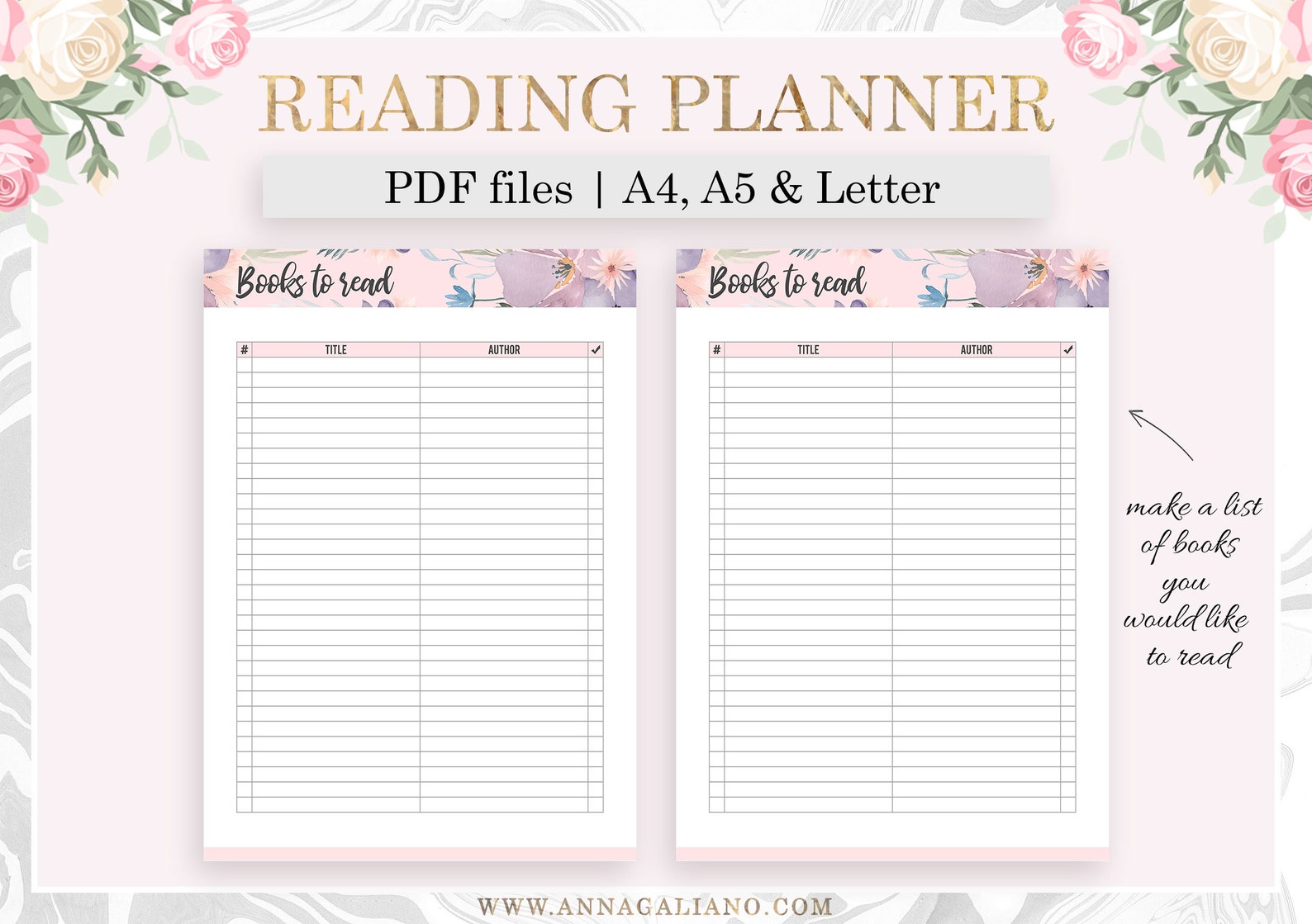 Reading Journal, Reading Planner, Reading Log, A5 Planner Inserts ...