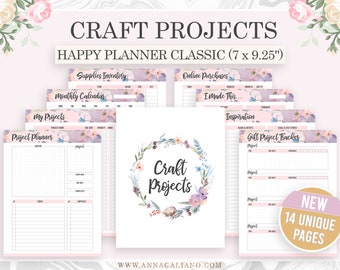 Craft Project Planner, Embroidery Planner, Sewing Organizer, Project Planner Template, Happy Planner Inserts Printable, Mambi Classic Refill