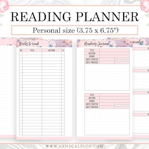 Reading Planner Printable, Personal Planner Inserts, Reading Journal, Books to Read, Zitate, Books Lover, Filofax Personal, Kikki k Medium