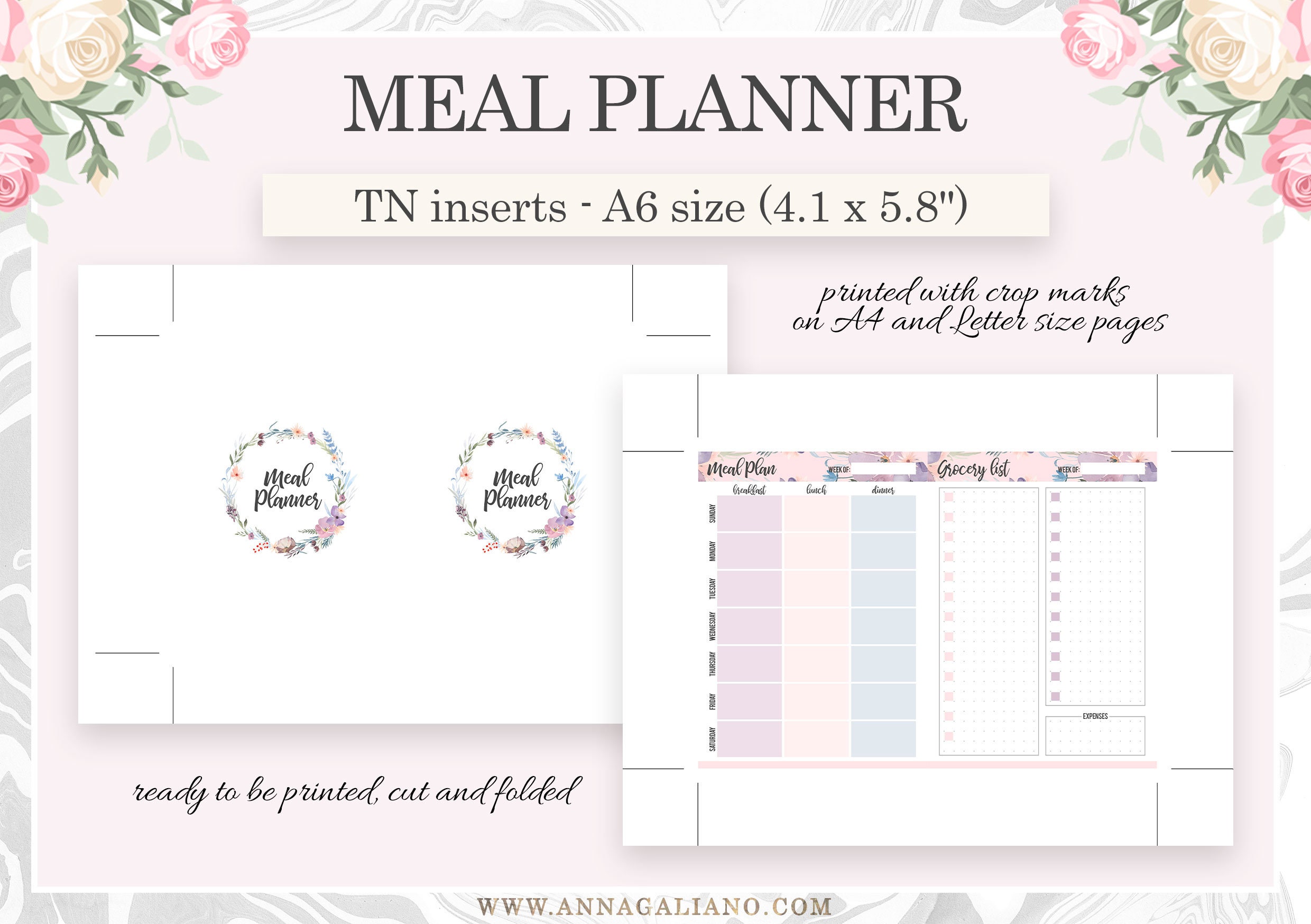 A6 Inserts TN Printable Travelers Notebook Inserts Weekly - Etsy