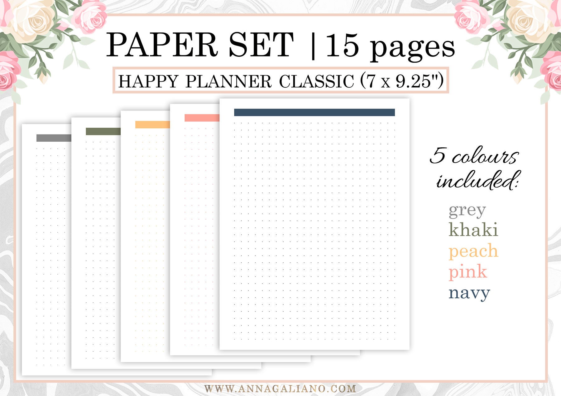 Dot Grid Paper Happy Planner, Lined and Grid Paper Set, Printable ...