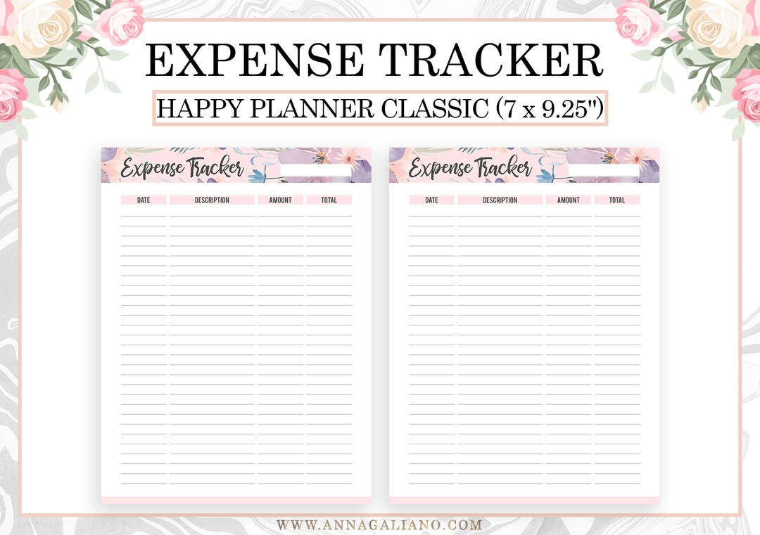 Expense Tracker Printable, Happy Planner Inserts Printable, Monthly ...