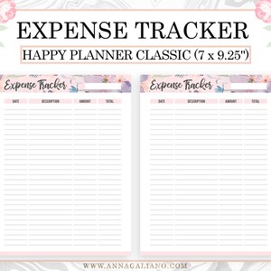 Expense Tracker Printable, Happy Planner Inserts Printable, Monthly ...