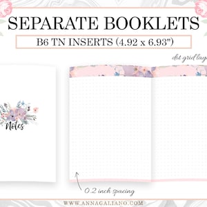 B6 TN Inserts, Printable Travelers Notebook Inserts, B6 Dot Grid ...
