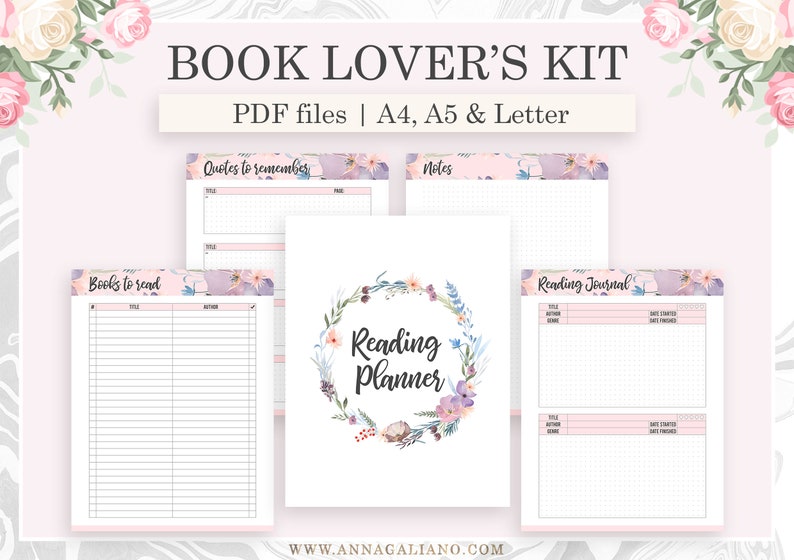 Reading Journal, Reading Planner, Reading Log, A5 Planner Inserts ...