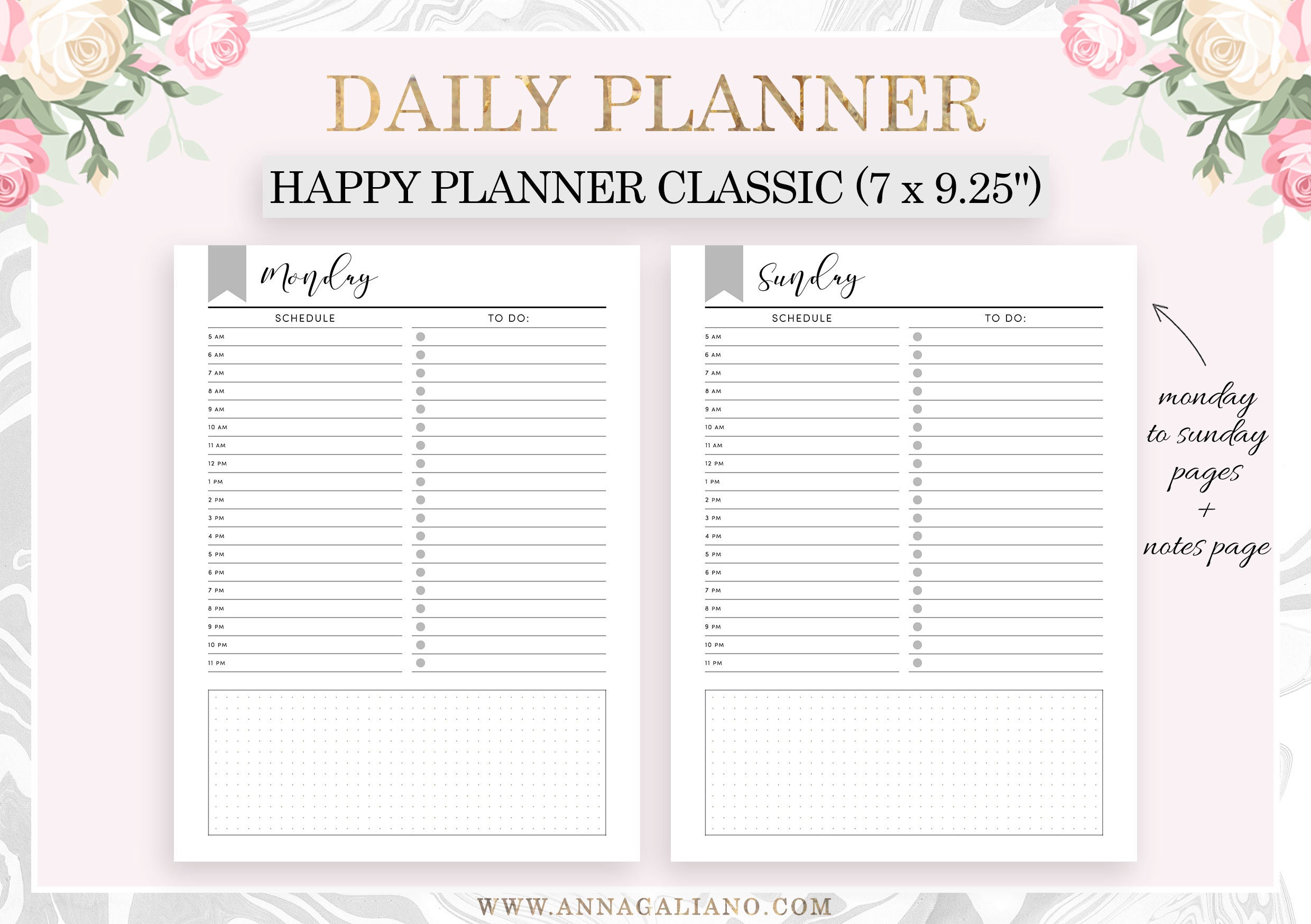 Happy Planner Classic Inserts Printable, Daily Planner Printable, Daily ...
