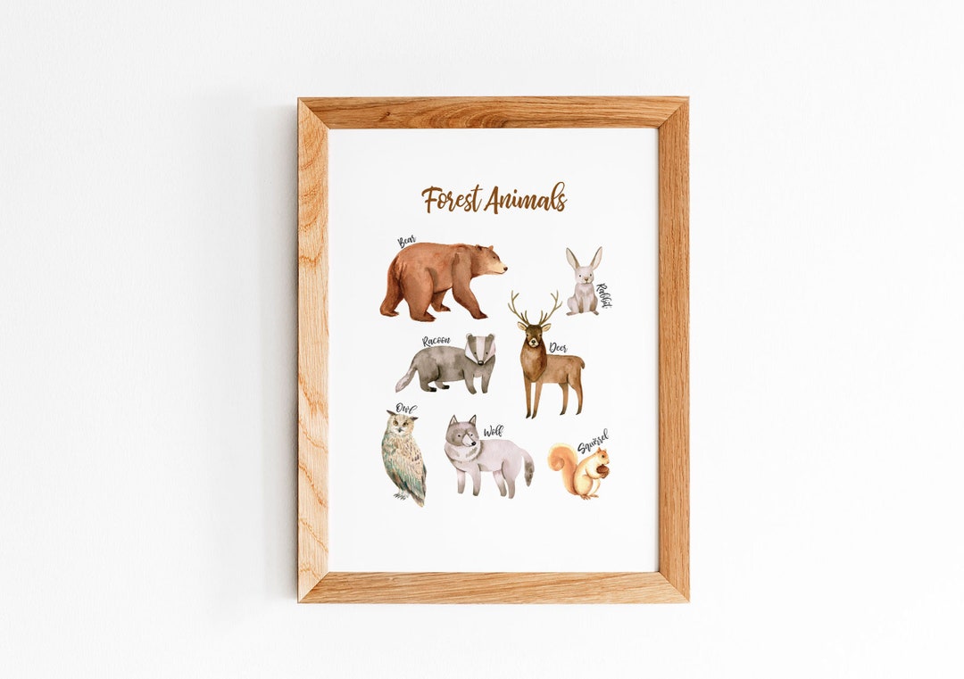 Nursery Decor Print, Woodland Nursery Decor, Forest Animals Wall Art ...