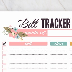 Happy Planner Classic Inserts Printable, Bill Tracker, Monthly Bill ...