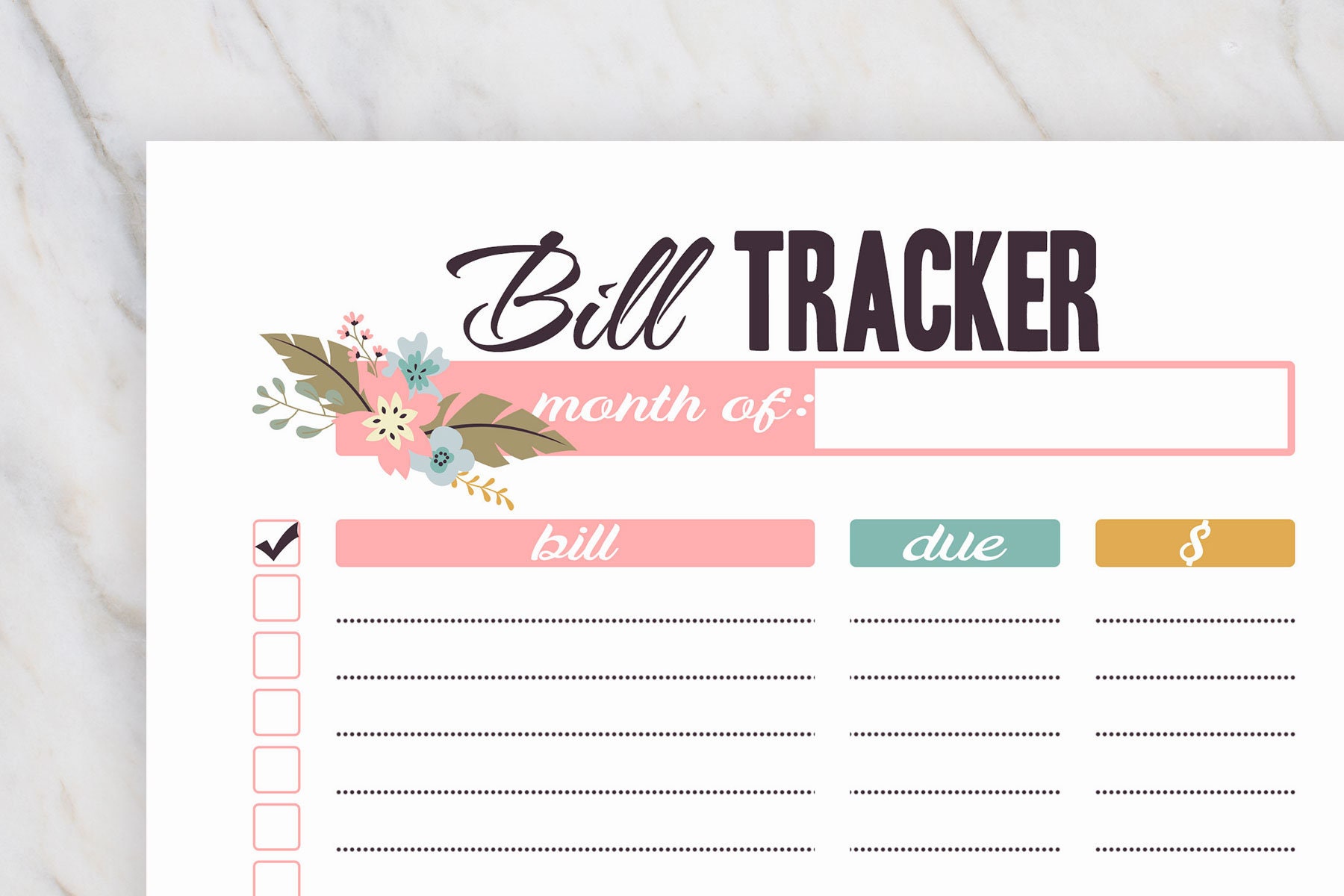 Happy Planner Classic Inserts Printable Bill Tracker Monthly - Etsy