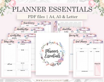 Planner Essentials, A5 Planner Inserts, Life Planner Printable, Productivity Planner, Big Happy Planner, Bullet Journal Filofax A5 A4 Letter