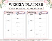Happy Planner Inserts Printable, Happy Planner Weekly Insert, Weekly Planner Inserts, Week on 1 page, WO1P, 365 happy planner, Mambi Classic