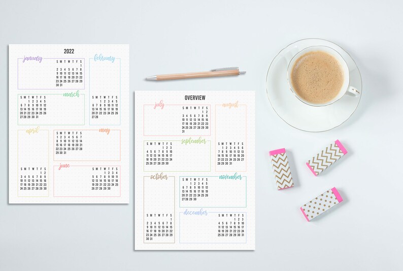 Calendar Printable 2021 2022 Happy Planner Inserts Year at a Etsy