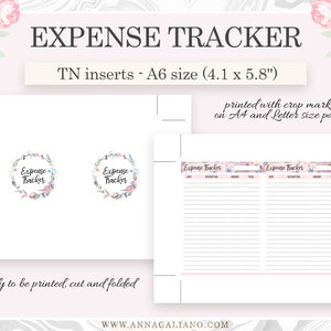 A6 Expense Tracker, A6 Inserts TN, A6 Monthly Expenses, Printable ...
