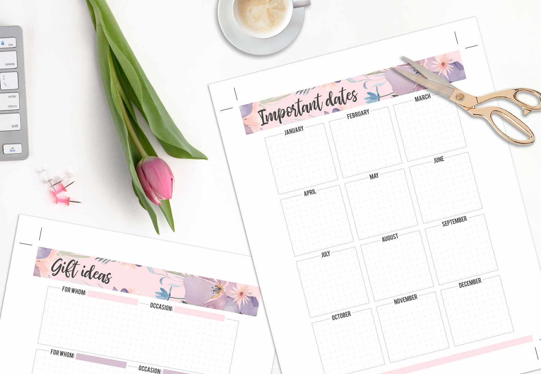 Happy Planner Inserts Printable, Important Dates Calendar, Gift List ...