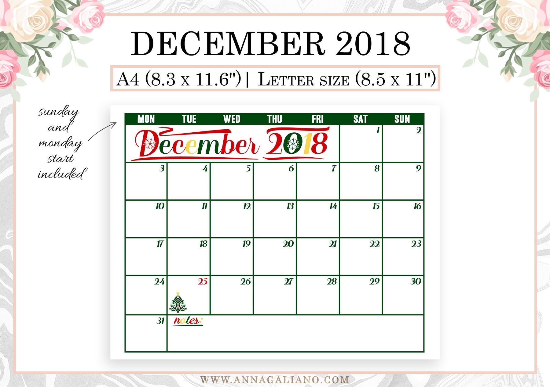 Lovely Print Calendar For December 2018 Through Complimentary Elegant