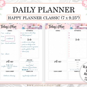 Happy Planner Inserts Printable, Happy Planner Daily Insert, Daily ...