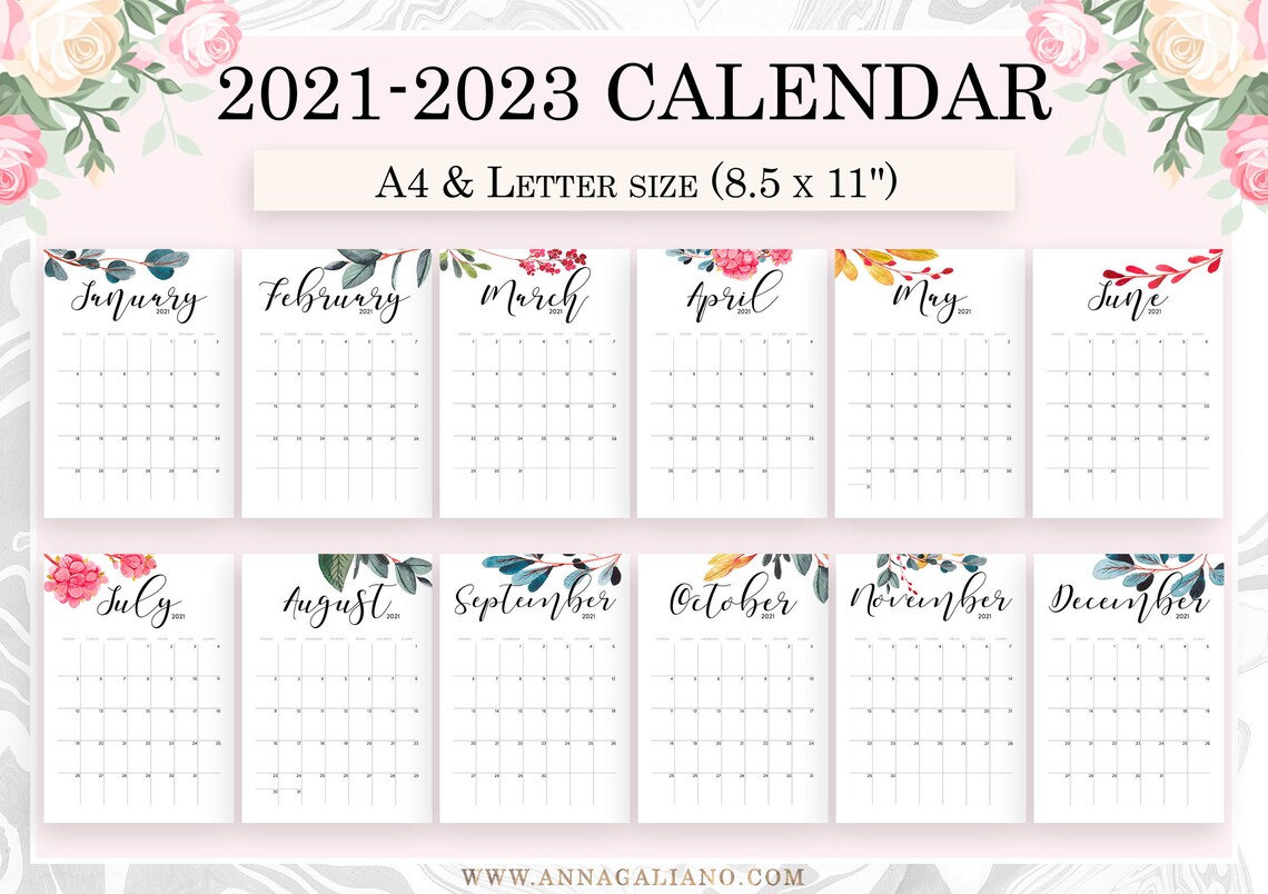 Calendar 2021 2022 2023 Colorful Set Russian Language Week Starts 