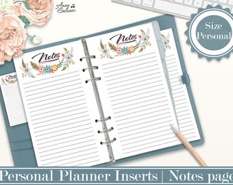 Notes page Printable, Notes Filofax Personal, Planner Inserts Personal, To do Printable, Floral design, Filofax Personal, Kikki k Medium