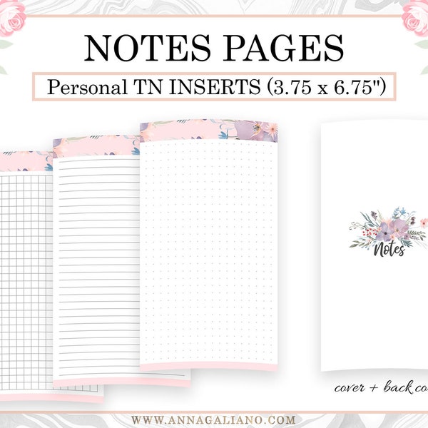 Personal TN Inserts, Notes pages, Printable Travelers Notebook Inserts, Personal Dot Grid Inserts, Lined, BuJo, Blank Insert, Foxy Fix No. 4