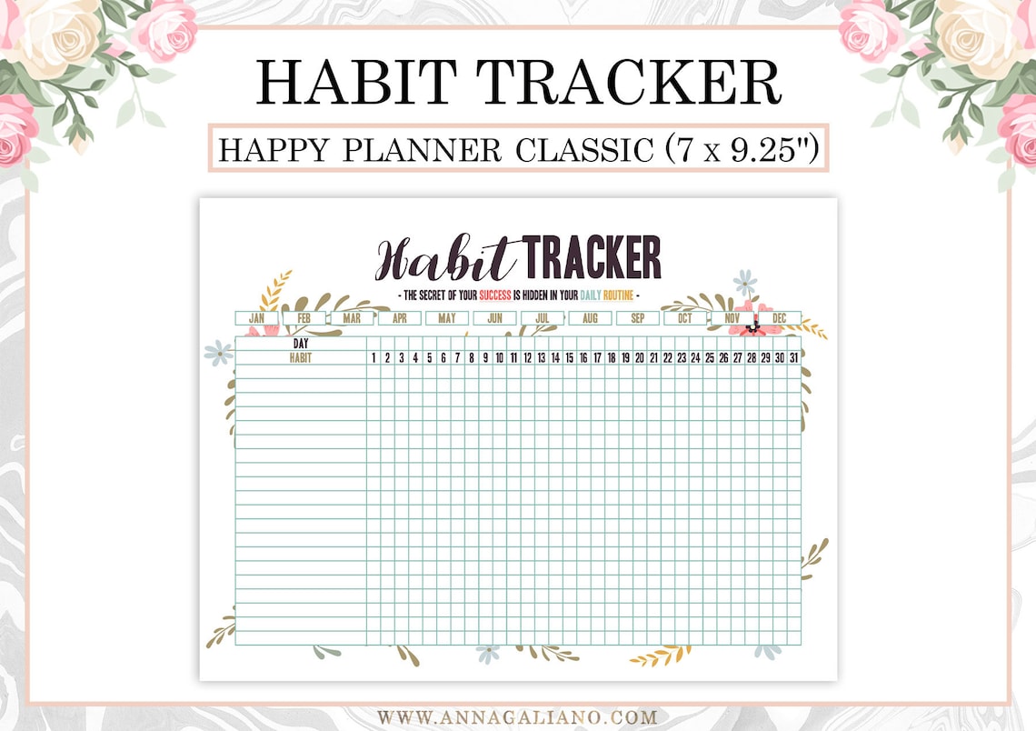 Happy Planner Habit Tracker Printable, Daily Habits Planner, Monthly ...