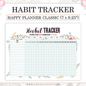 Happy Planner Habit Tracker Printable, Daily Habits Planner, Monthly ...