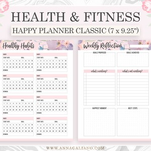 Fitness Planner Printable, Happy Planner Inserts, Health Planner ...