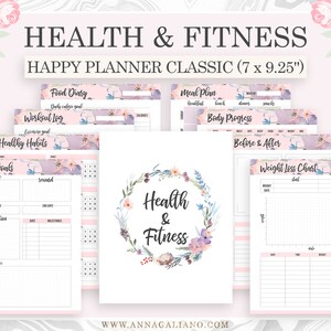 Fitness Planner Printable, Happy Planner Inserts, Health Planner ...