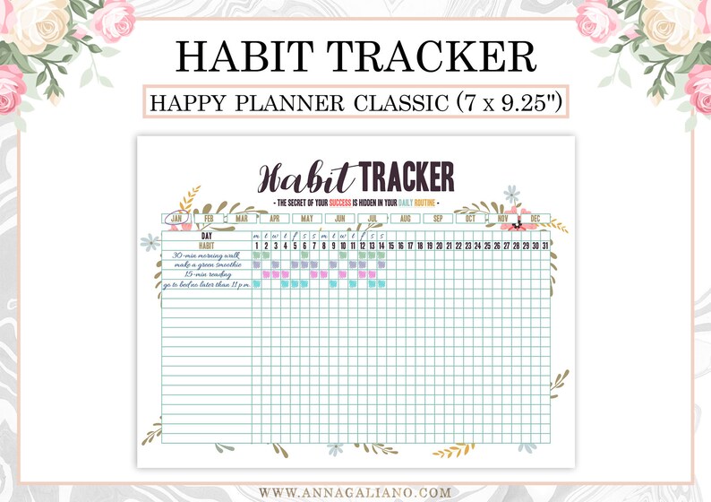 Happy Planner Habit Tracker Printable, Daily Habits Planner, Monthly ...