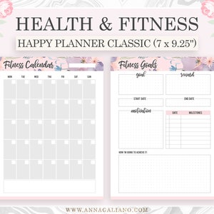 Fitness Planner Printable, Happy Planner Inserts, Health Planner ...