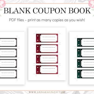 Printable Coupon Book Template, Blank Vouchers, Best Friends Gift ...