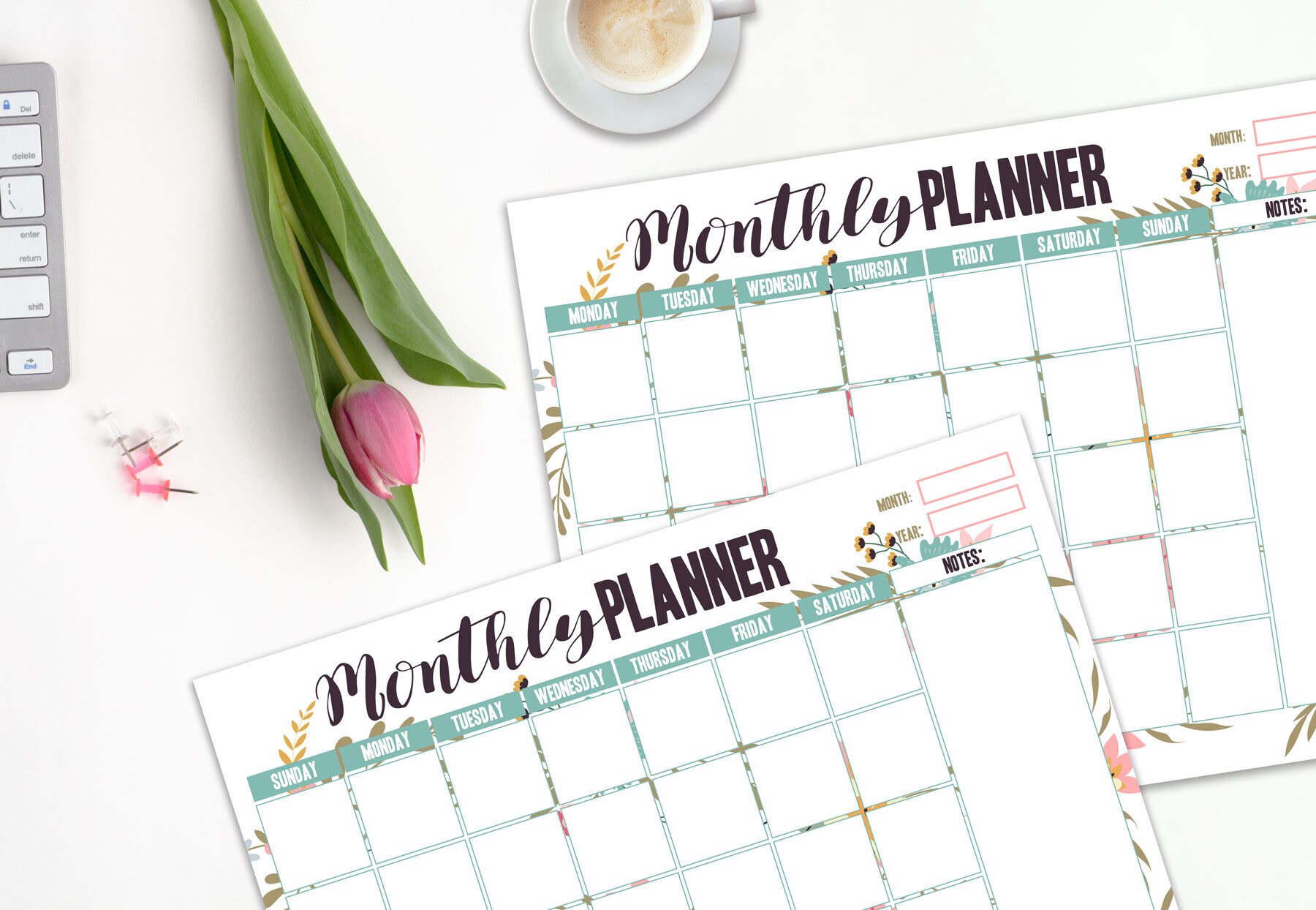 Monthly Desk Calendar, Monthly Desk Pad, Monthly Desk Planner, Undated ...