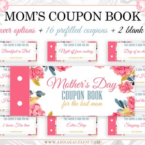 Mother's Day Gift, Coupon Book for Mom, Mom coupons, Mother's Day Coupon Book, Printable Coupons, Mother's Birthday Gift, Birthday Gift Idea image 1