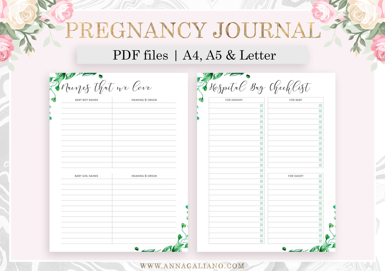 Pregnancy Journal Printable, Pregnancy Planner, Mommy to Be Gift