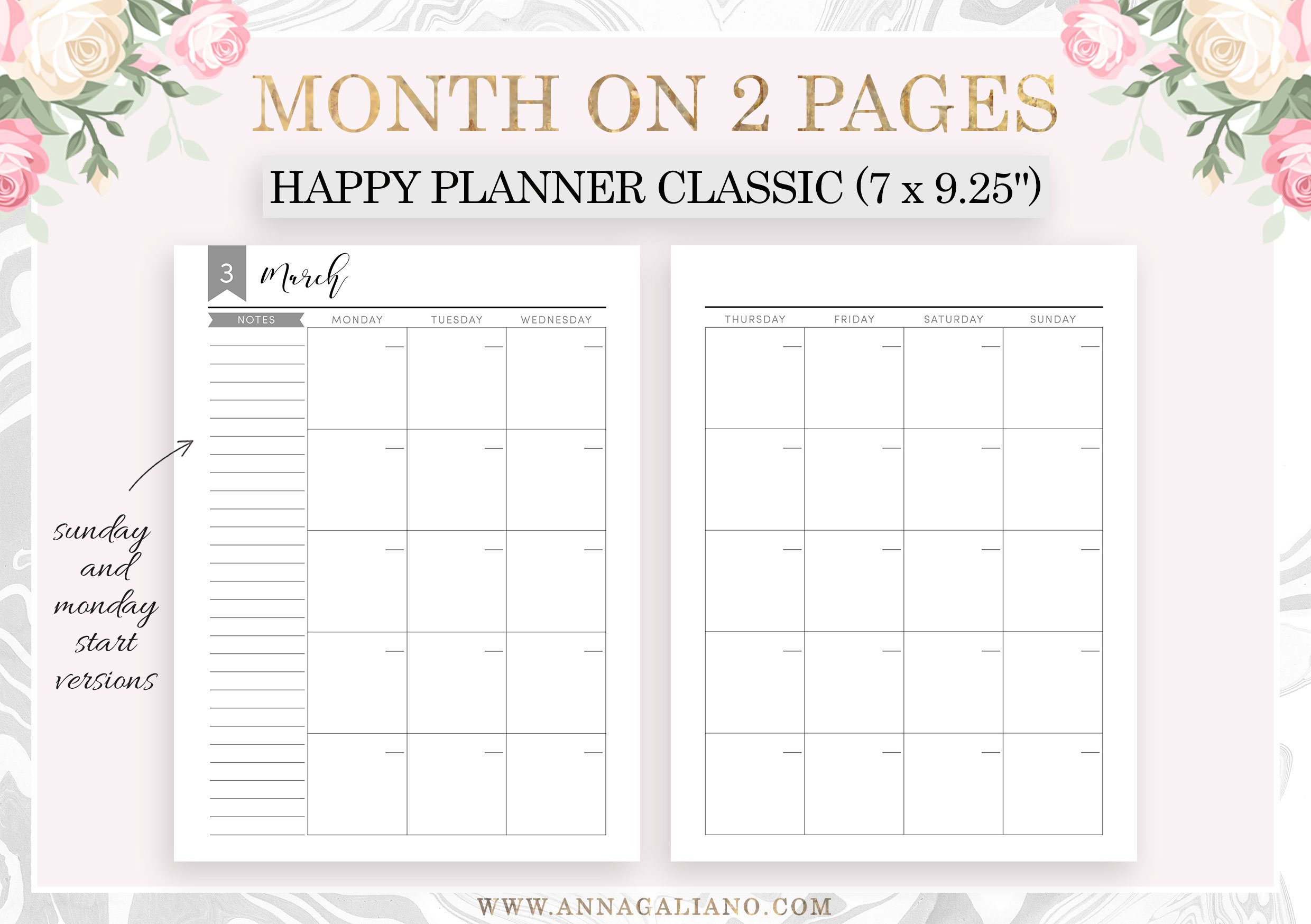 Monthly Planner Printable, Happy Planner Classic Inserts Printable ...