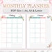 Monthly Planner Printable, Month on Two Pages, A5 Planner Inserts, MO2P ...