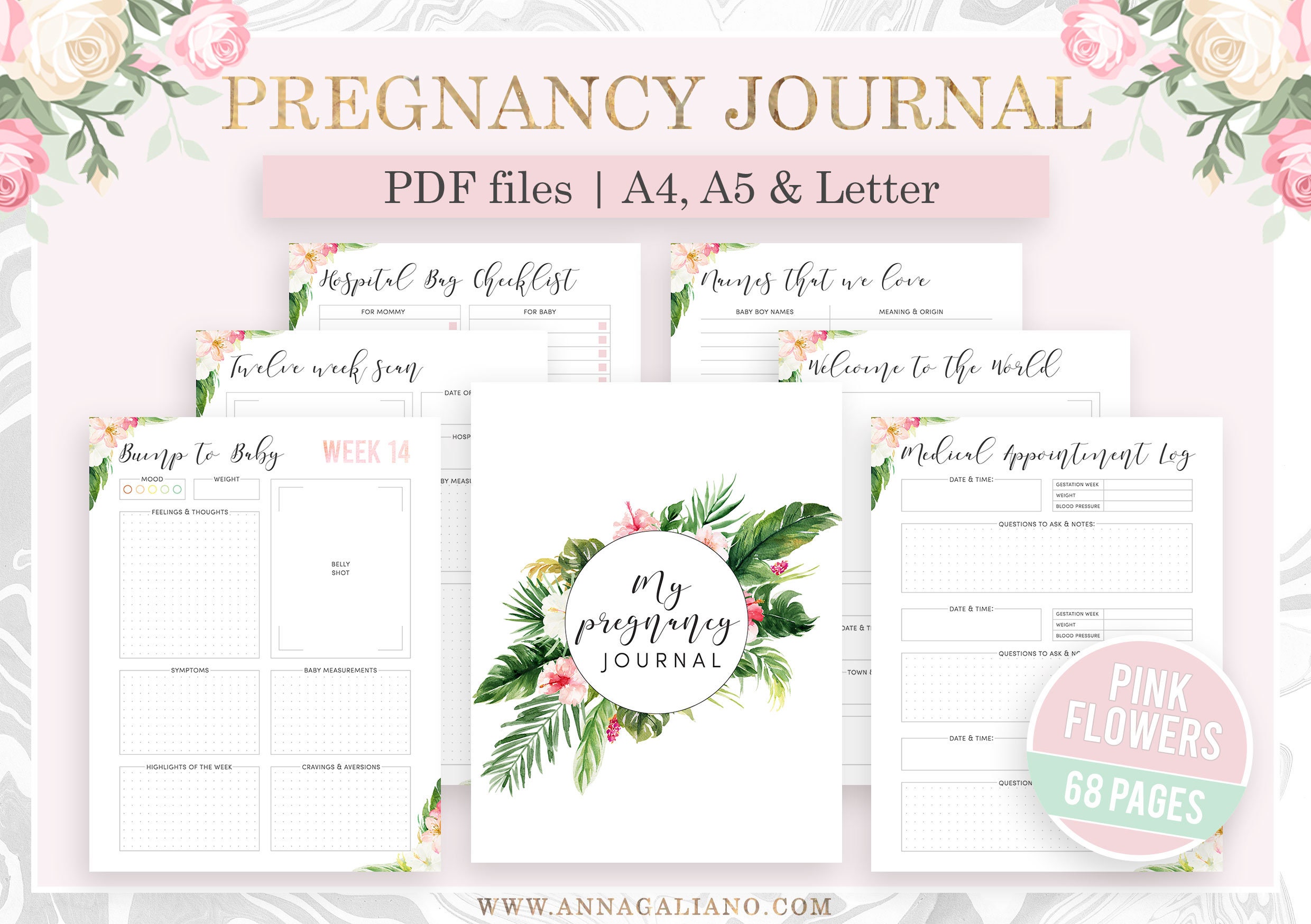 Pregnancy Journal Printable Pregnancy Planner Mommy To Be Gift Baby 
