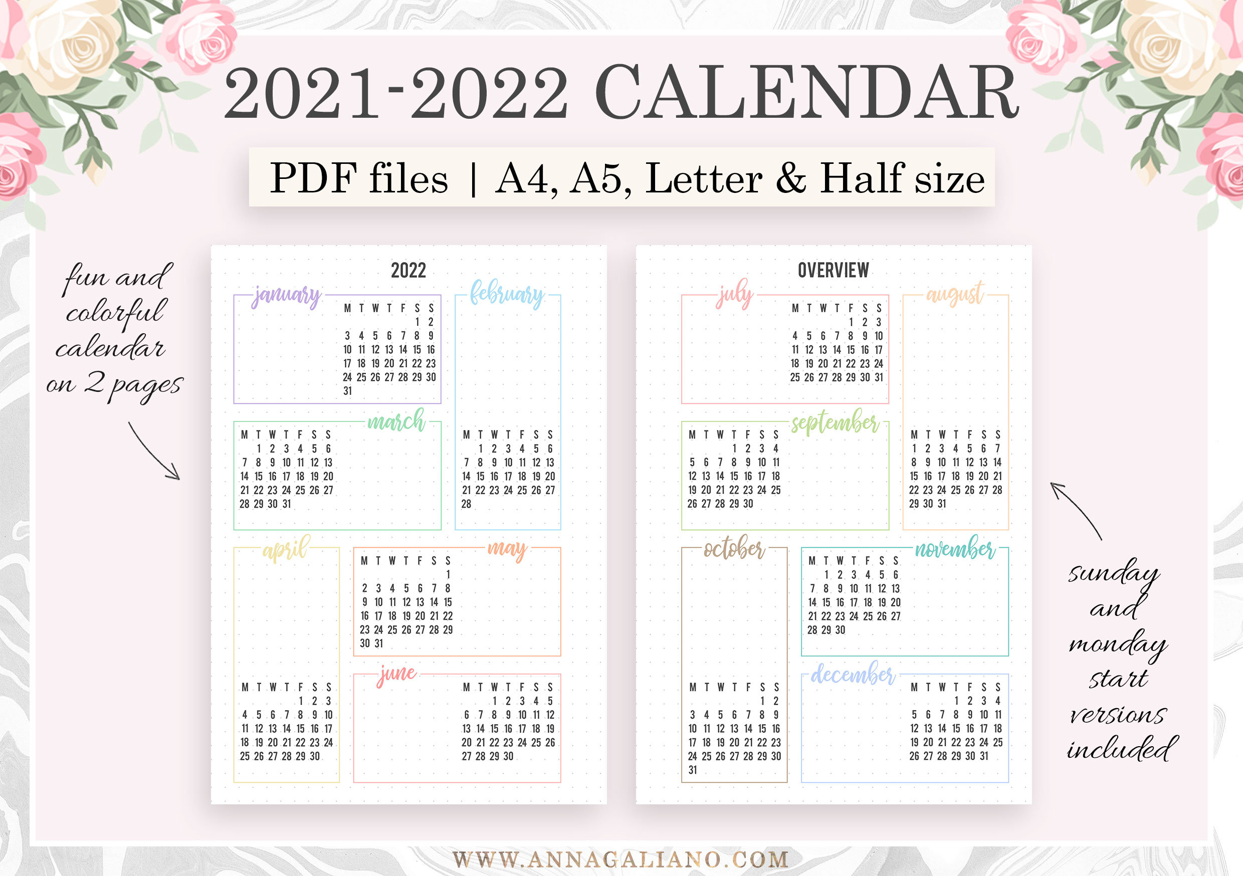 23, 23 Calendar Printable, Year at a glance, A23 Planner Inserts, Future  Log, Bullet Journal, Bujo Calendar, A23, A23, Letter, Half size Throughout Month At A Glance Blank Calendar Template