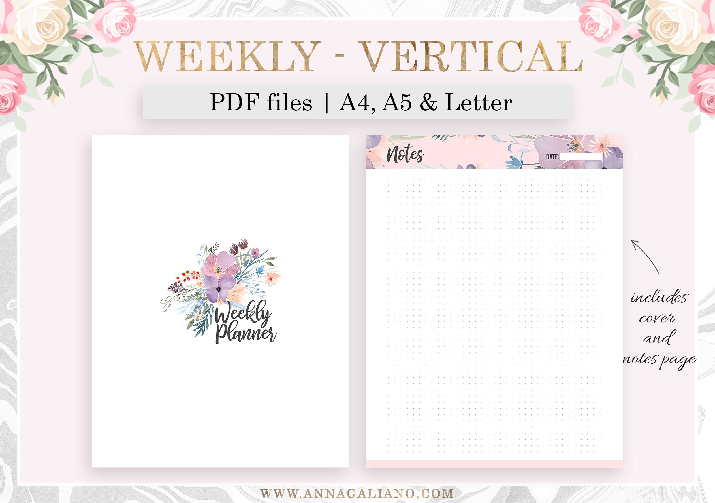 Weekly Planner Printable Week on Two Pages A5 Planner - Etsy