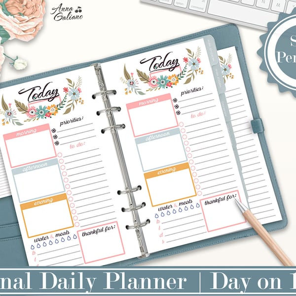 Personal Daily Planner Inserts, Personal Planner Inserts, Printable Planner Inserts, Day on 1 page, DO1P, Filofax Personal, Kikki k Medium