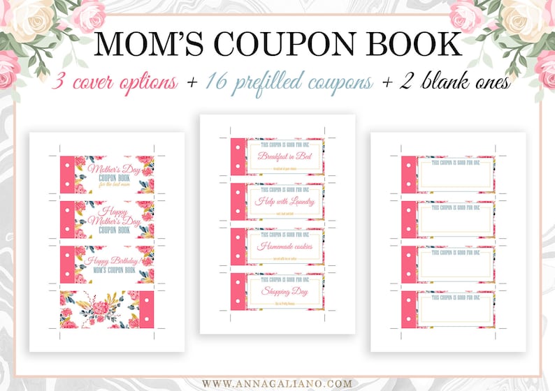 Mother's Day Gift, Coupon Book for Mom, Mom coupons, Mother's Day Coupon Book, Printable Coupons, Mother's Birthday Gift, Birthday Gift Idea image 5