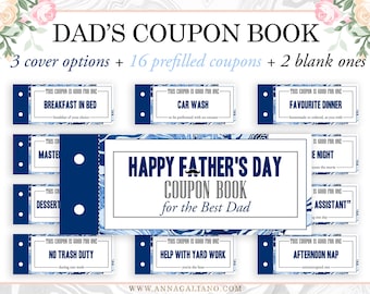 Father&#39;s Day Gift, Dad gift, Coupon Book for Dad, Father&#39;s Day Coupons, Printable Coupons, Father&#39;s Birthday Gift, Birthday Gift Ideas
