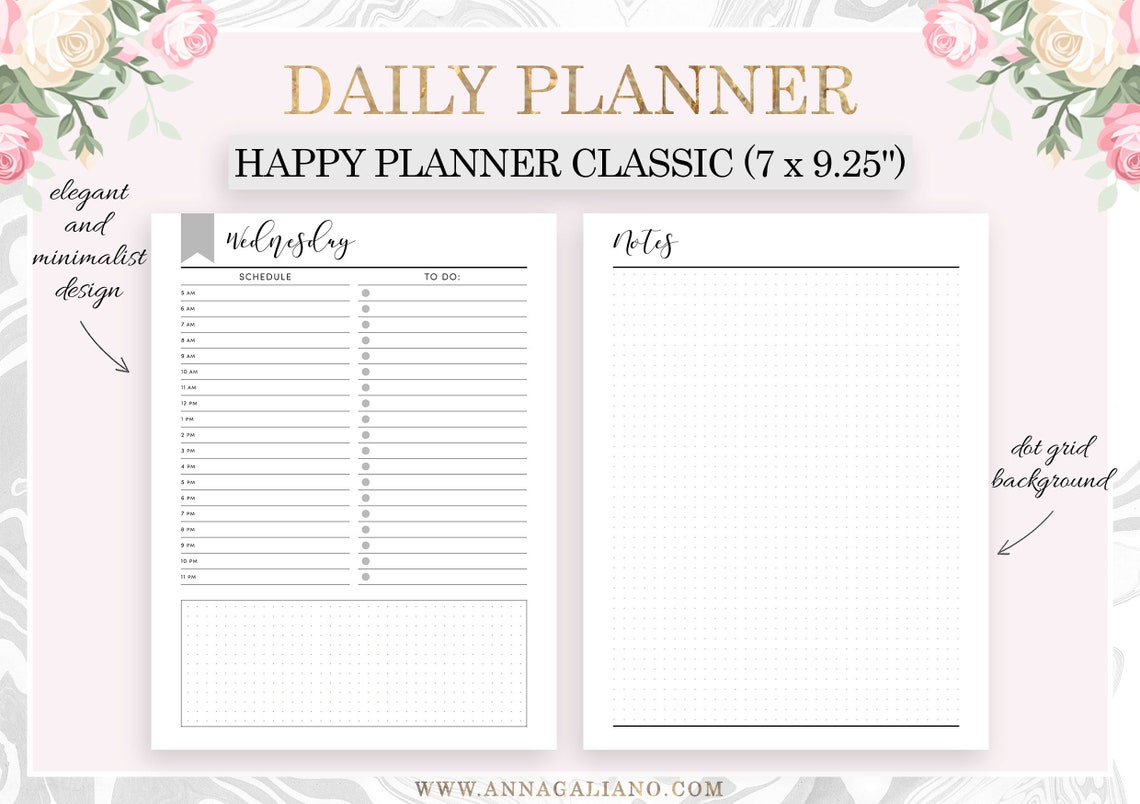 Happy Planner Classic Inserts Printable, Daily Planner Printable, Daily ...