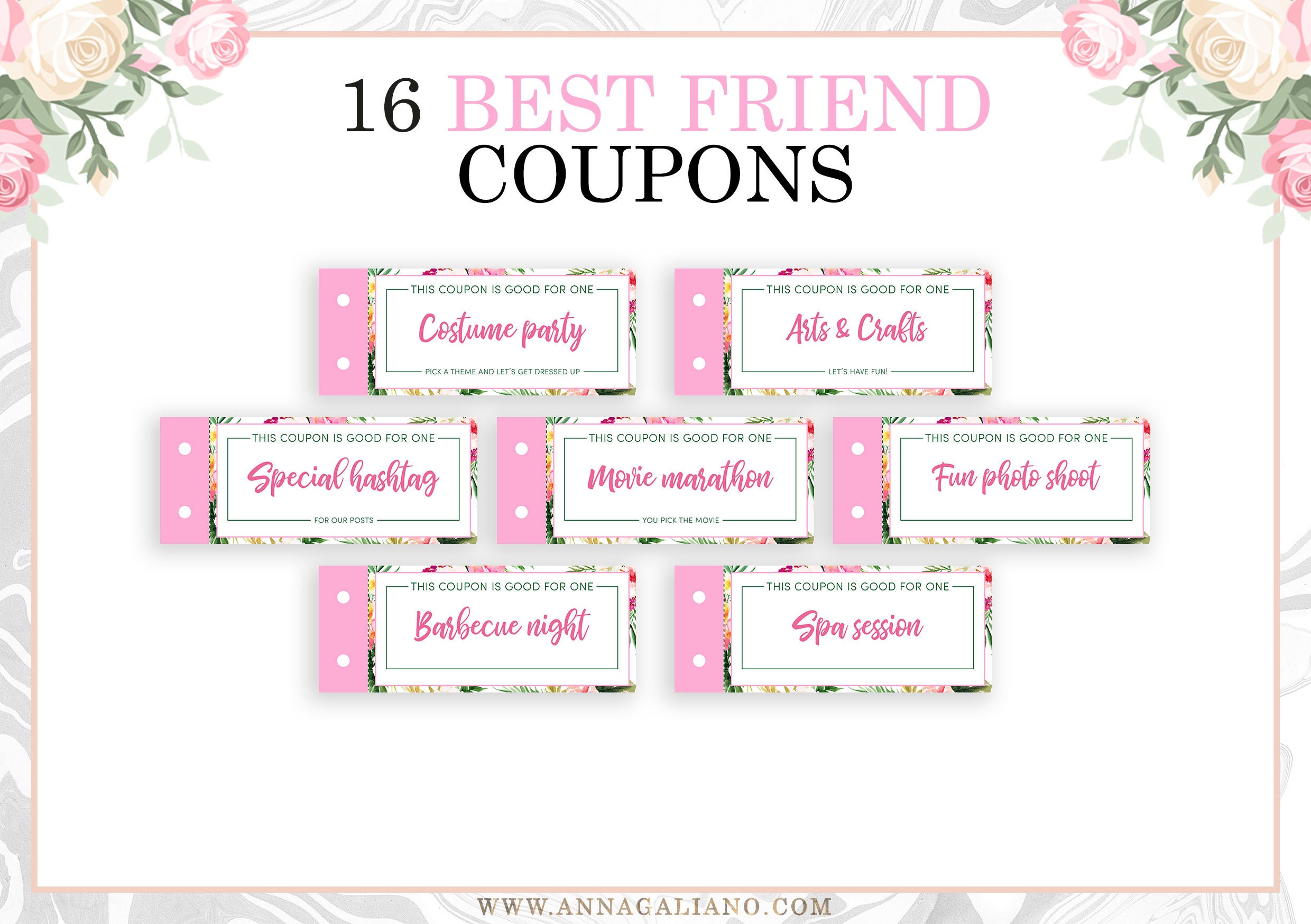 Best Friends Gift Coupon Book Printable Coupons Birthday Etsy UK