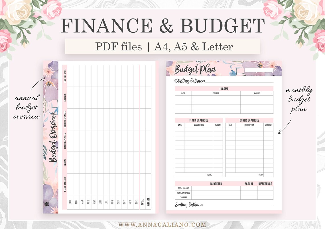 Financial Planner Printable, A5 Planner Inserts, Budget Planner ...