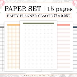 Dot Grid Paper Happy Planner, Lined and Grid Paper Set, Printable ...