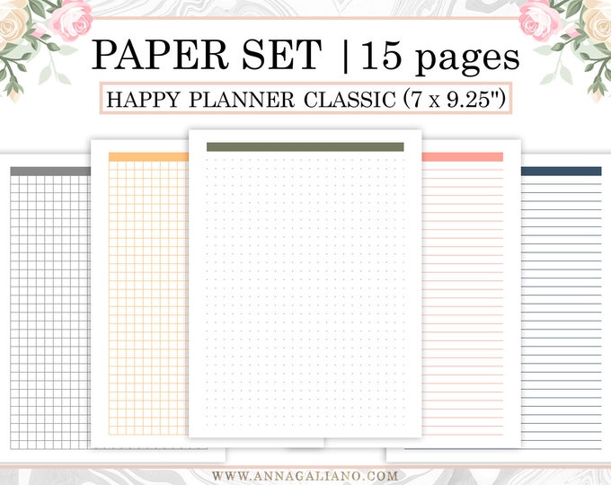 Dot Grid Paper Happy Planner Lined and Grid Paper Set Etsy