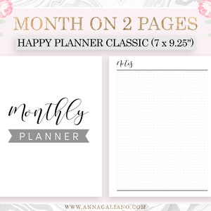 Monthly Planner Printable, Happy Planner Classic Inserts Printable ...